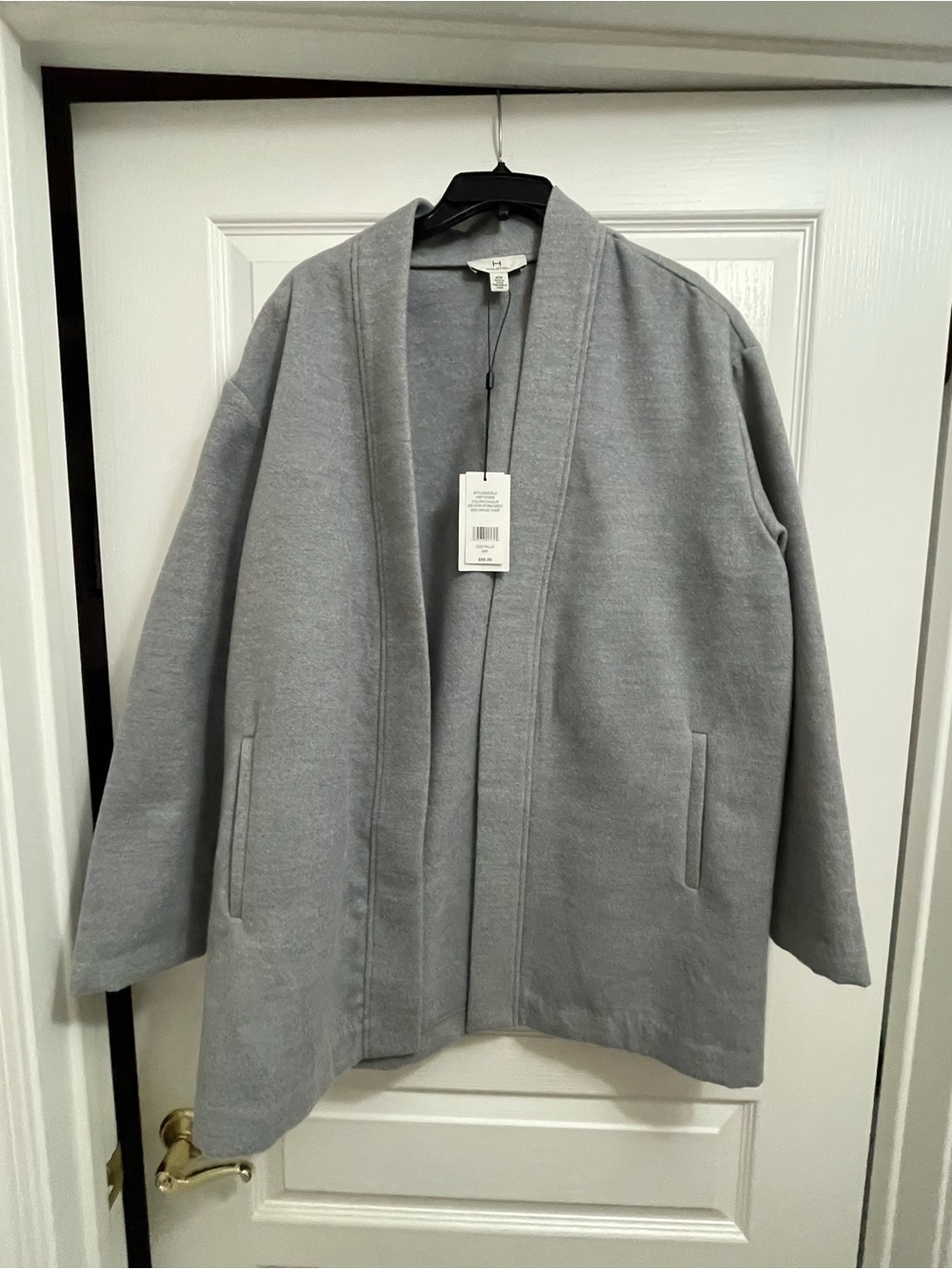 Halston Heritage Light Gray Open-Front Shirt Jacket